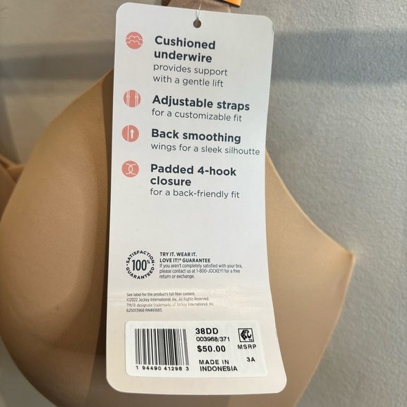 JOCKEY Sz 38DD Underwire Padded Adjustable Back & Straps Bra NEW WITH TAGS - Picture 5 of 8